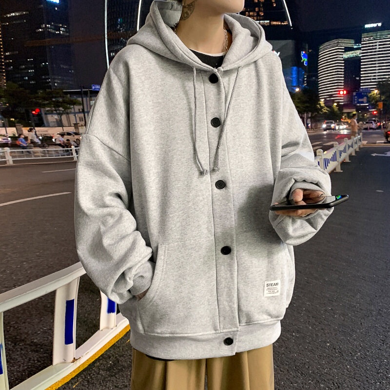 Áo khoác cardigan AOKANG dài tay dáng rộng thoải mái chống tĩnh điện màu trơn đơn giản dành cho nam