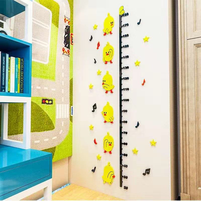 Thước Đo Chiều Cao Dán Tường Bằng Acrylic Họa Tiết Hoạt Hình 3d Dễ Thương Cho Bé
