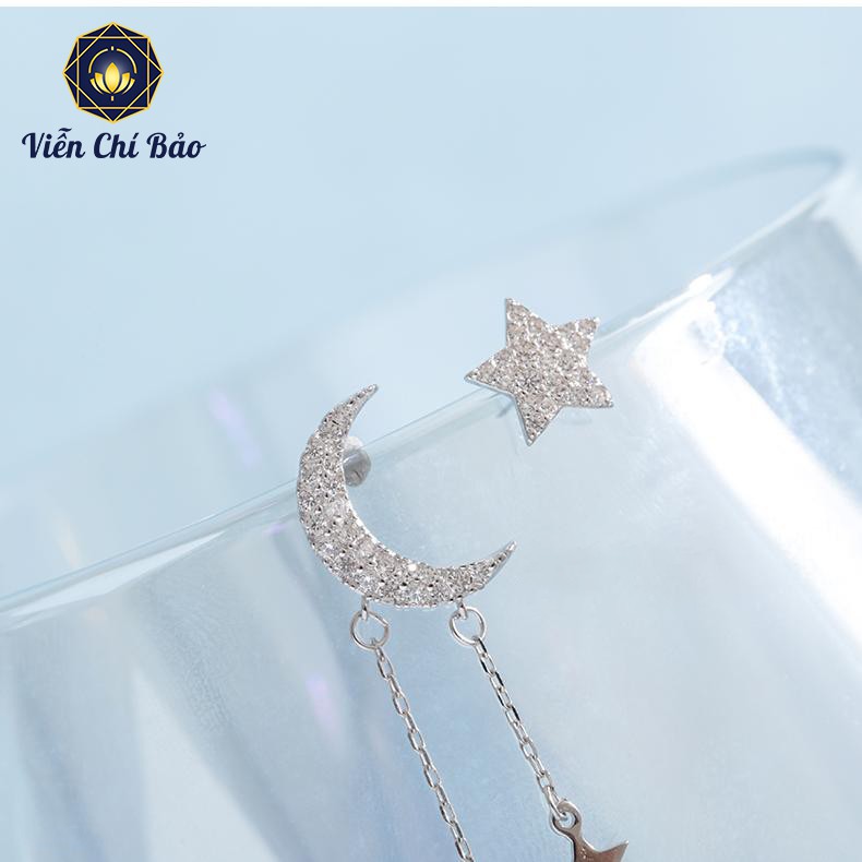 Bông tai bạc nữ Moon Star chất liệu bạc 925 thời trang phụ kiện trang sức nữ Viễn Chí Bảo B400441