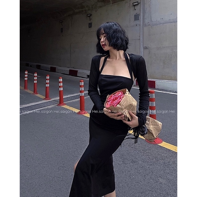 LEYLA SET - Đầm body xẻ tà + Áo khoác lửng dài tay (Cả set ảnh thật) HEIBYHER | BigBuy360 - bigbuy360.vn