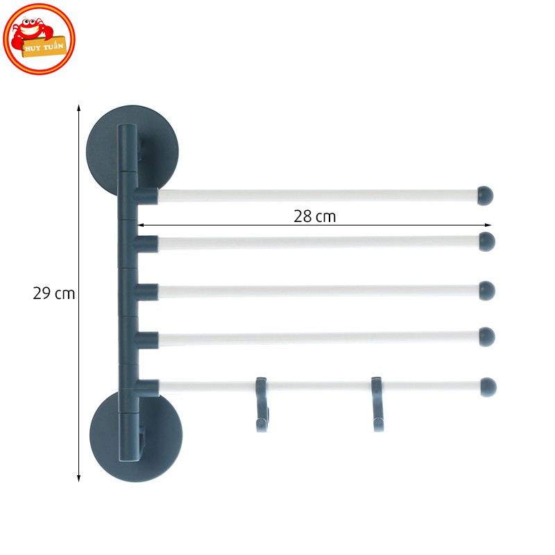 Giá treo 5 nhánh xoay - giá treo khăn mặt khăn tắm dán tường (GTK05)