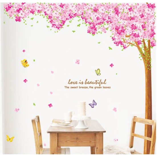 Decal trang trí Cây Hồng size lớn( 2 tâm )