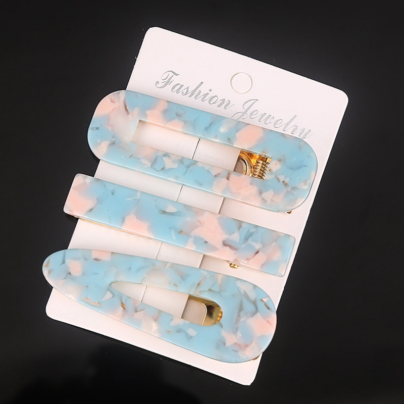 Set 3 Kẹp Tóc Họa Tiết Da Báo / Đá Cẩm Thạch Thời Trang