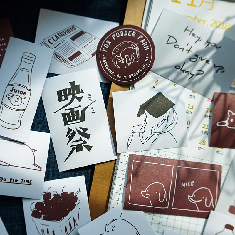 60 Miếng hình dán trang trí sổ lưu niệm phong cách Hàn Quốc xinh xắn