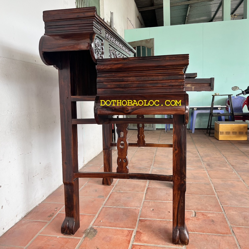 Bàn thờ gia tiên gỗ muồng 2 tầng ngang 1m27 và 1m34