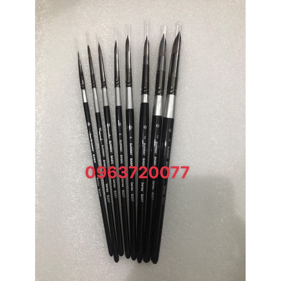 Cọ vẽ, cọ tỉa nét Sunway lông sóc Cao cấp - cọ vẽ chuyên dụng vẽ màu nước, màu acrylic....