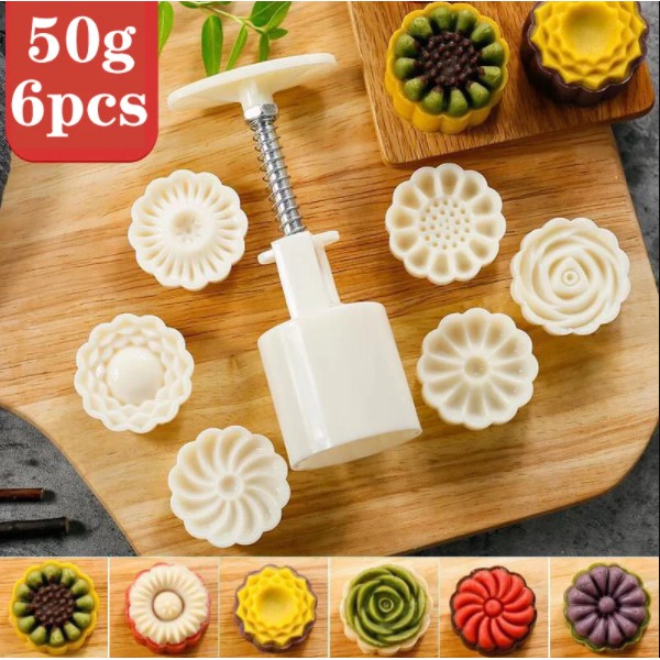 Khuôn trung thu 50g 6 mặt hoa đẹp
