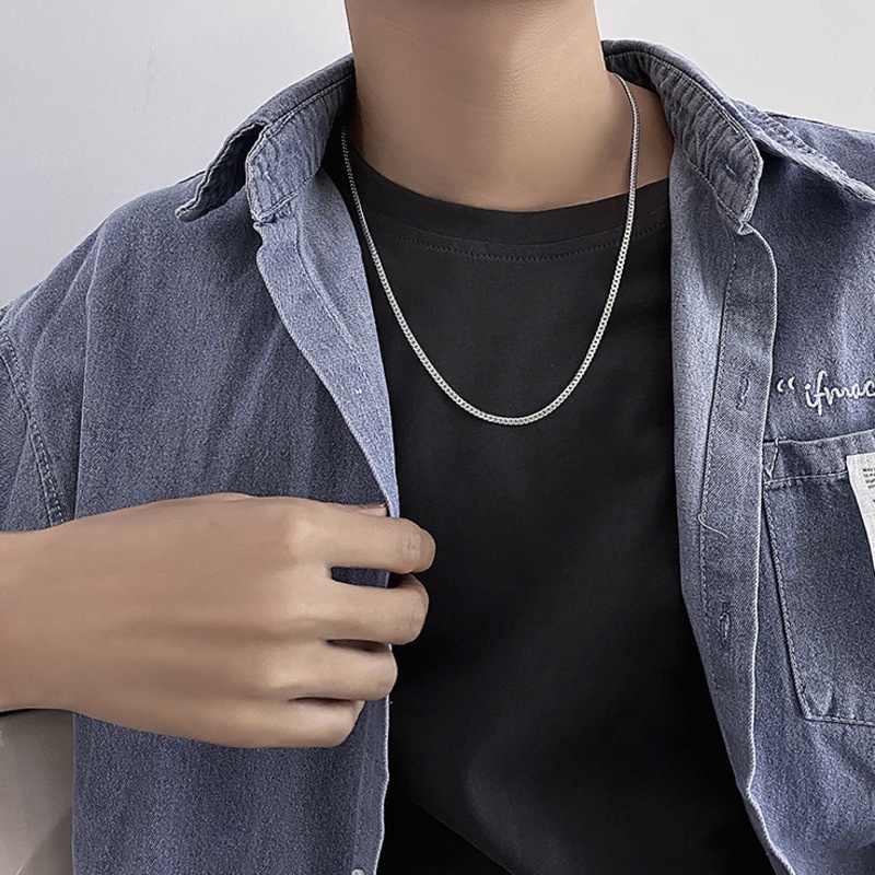 Vòng cổ xương rắn bằng thép titan đơn giản phong cách hip hop cho nam