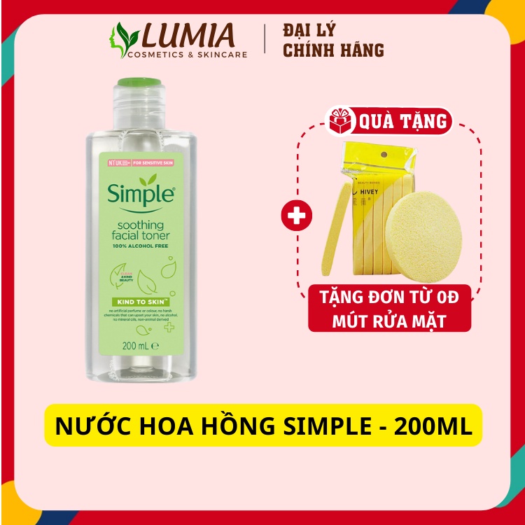 Simple Toner Nước hoa hồng Soothing Facial Toner Simple Cân Bằng Ẩm Cho Da Nhạy Cảm Da Khô Da Dầu Mụn