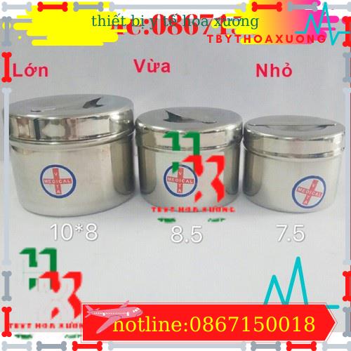 Hộp Inox Tròn Đựng Bông Gòn, Lưu Mẫu Các Size