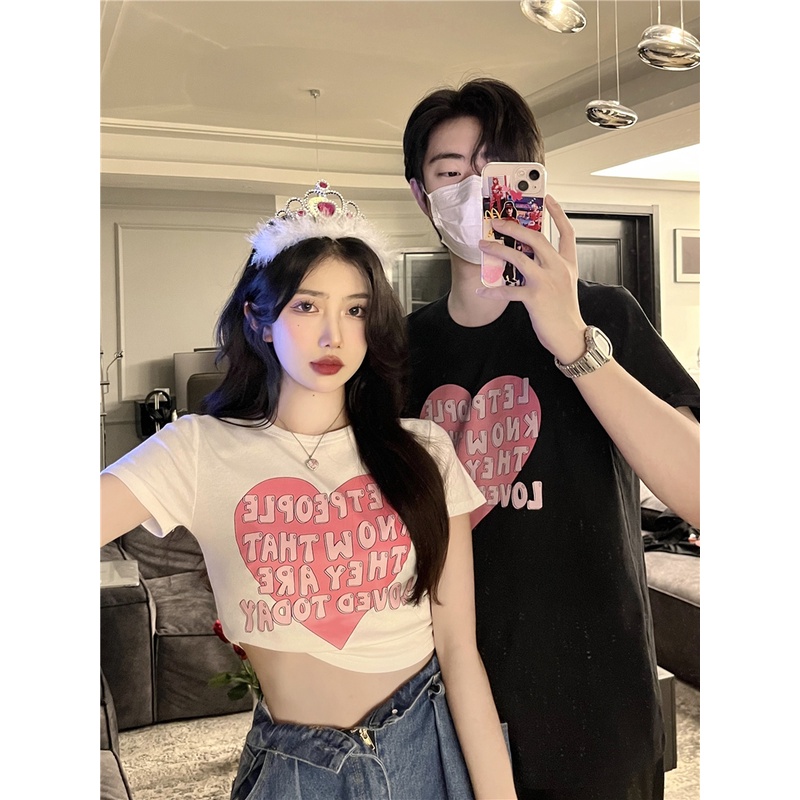 ÁO THUN CROPTOP NỮ ÔM BODY TRÁI TIM PEOPLE 2 MÀU DỄ THƯƠNG CÓ FREESIZE <72KG CR22064