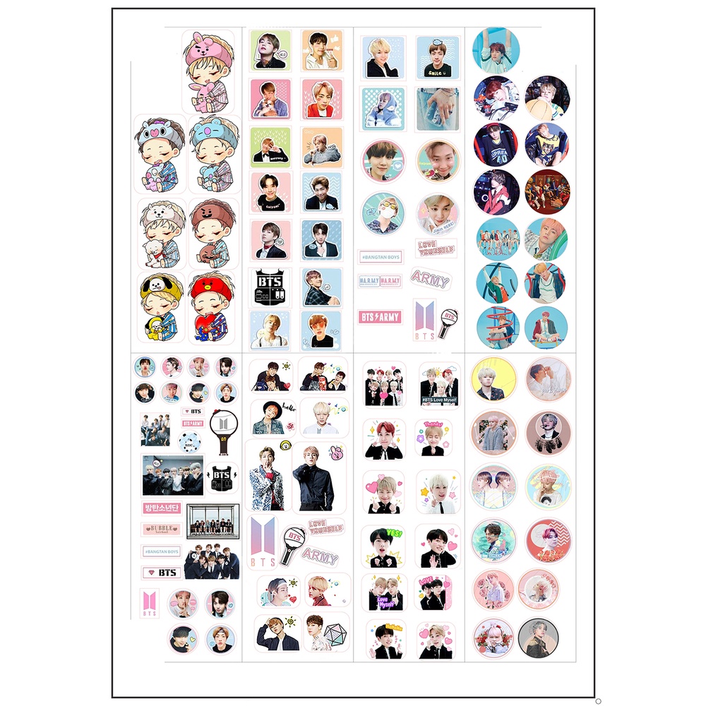 Sticker blackpink SI7 sticker army kpop idol hình dán dễ thương trang trí dán sổ dán điện thoại 1 tờ bullet journal