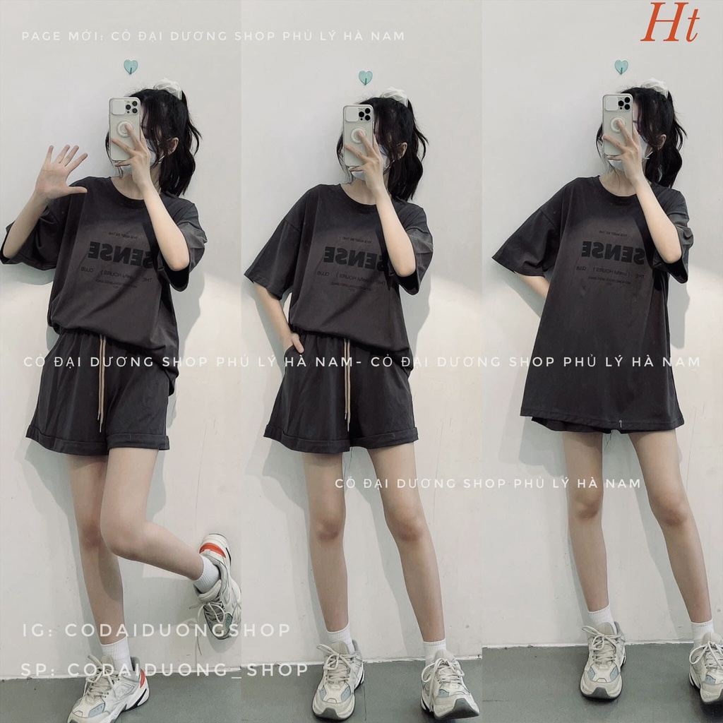 [FREESHIP, MẾN TẶNG QUÀ XINH] BỘ HÈ, SÉT ĐỒ SENSE HAI MÀU ĐEN, XÁM ĐẬM  CỰC HOT PHỐ THỜI TRANG HOTTEEN
