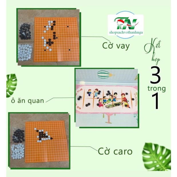 Đồ Chơi Trí Tuệ 3 in 1 - Ô Ăn Quan - Cờ Vây - Cờ Caro - Trò Chơi Dân Gian