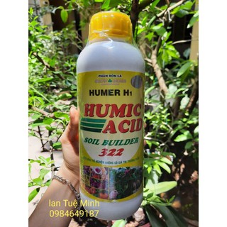 Phân bón lá NPK sinh học Humer H1 HUMIC ACID 322 soil builder chống rụng hoa (chai 1 lít)
