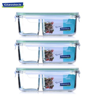 Combo 3 hộp thủy tinh 2 ngăn glasslock mcrk100 1000ml hàn quốc