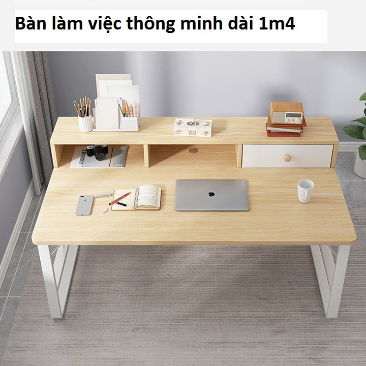 💥Mẫu mới💥 Bàn làm việc thông minh hiện đại dài 1m4, bàn học kiêm bàn làm việc tại nhà BAH052