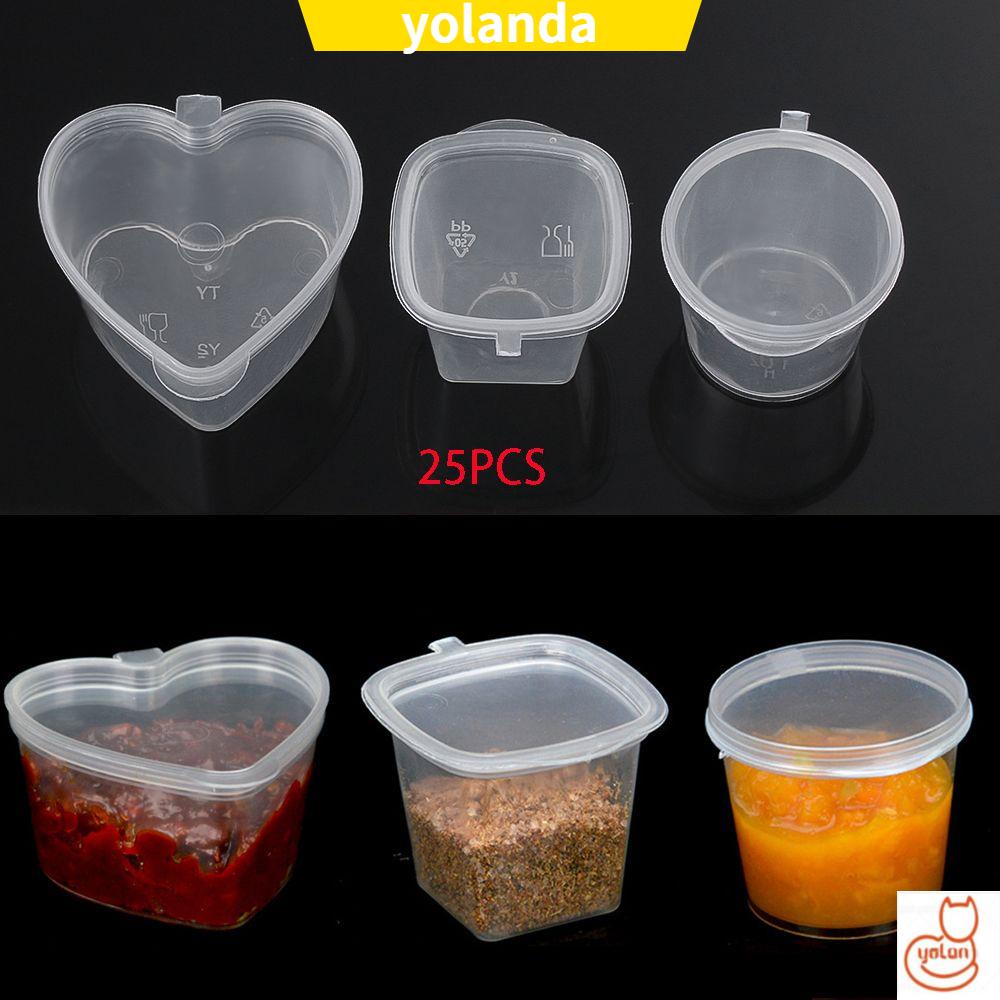 Set 25 cốc nhựa đựng nước sốt có nắp dùng một lần tiện dụng