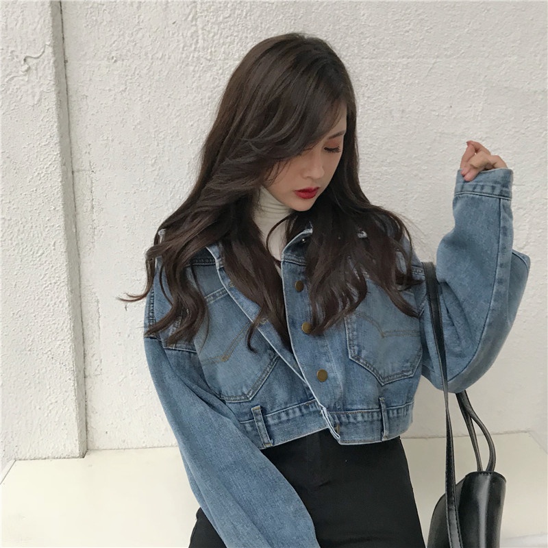 IELGY     Áo Khoác denim Dáng Rộng Thời Trang retro Hàn Quốc Cho Nữ