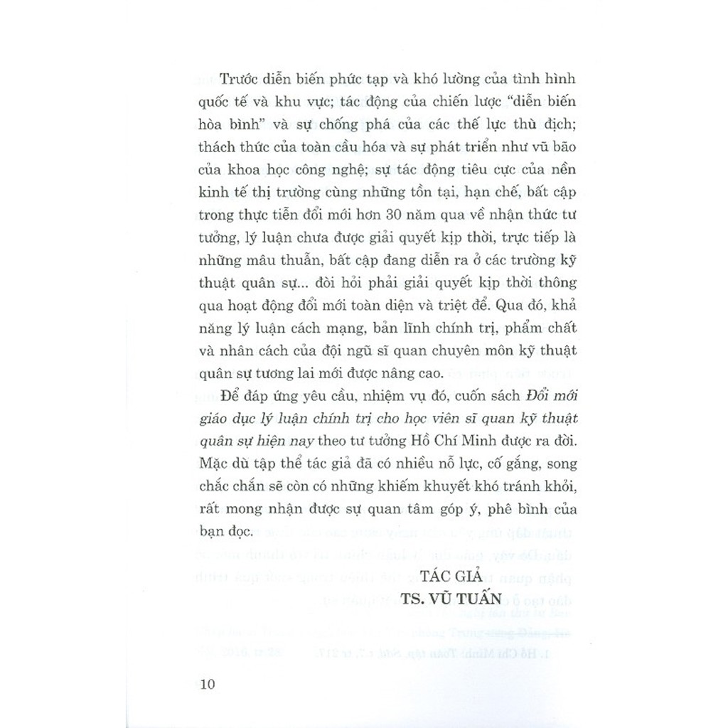 Sách - Đổi Mới Giáo Dục Lý Luận Chính Trị Cho Học Viên Sĩ Quan Kỹ Thuật Quân Sự Hiện Nay Theo Tư Tưởng Hồ Chí Minh | BigBuy360 - bigbuy360.vn