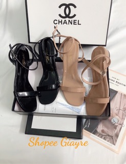 Sandal quai mảnh da bóng 2p