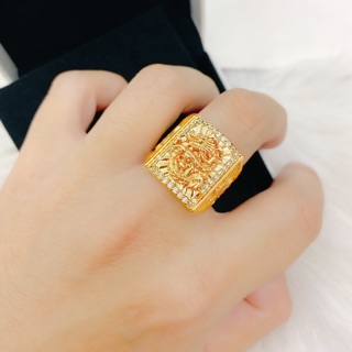 Nhẩn nam rồng đính hạt mạ vàng
