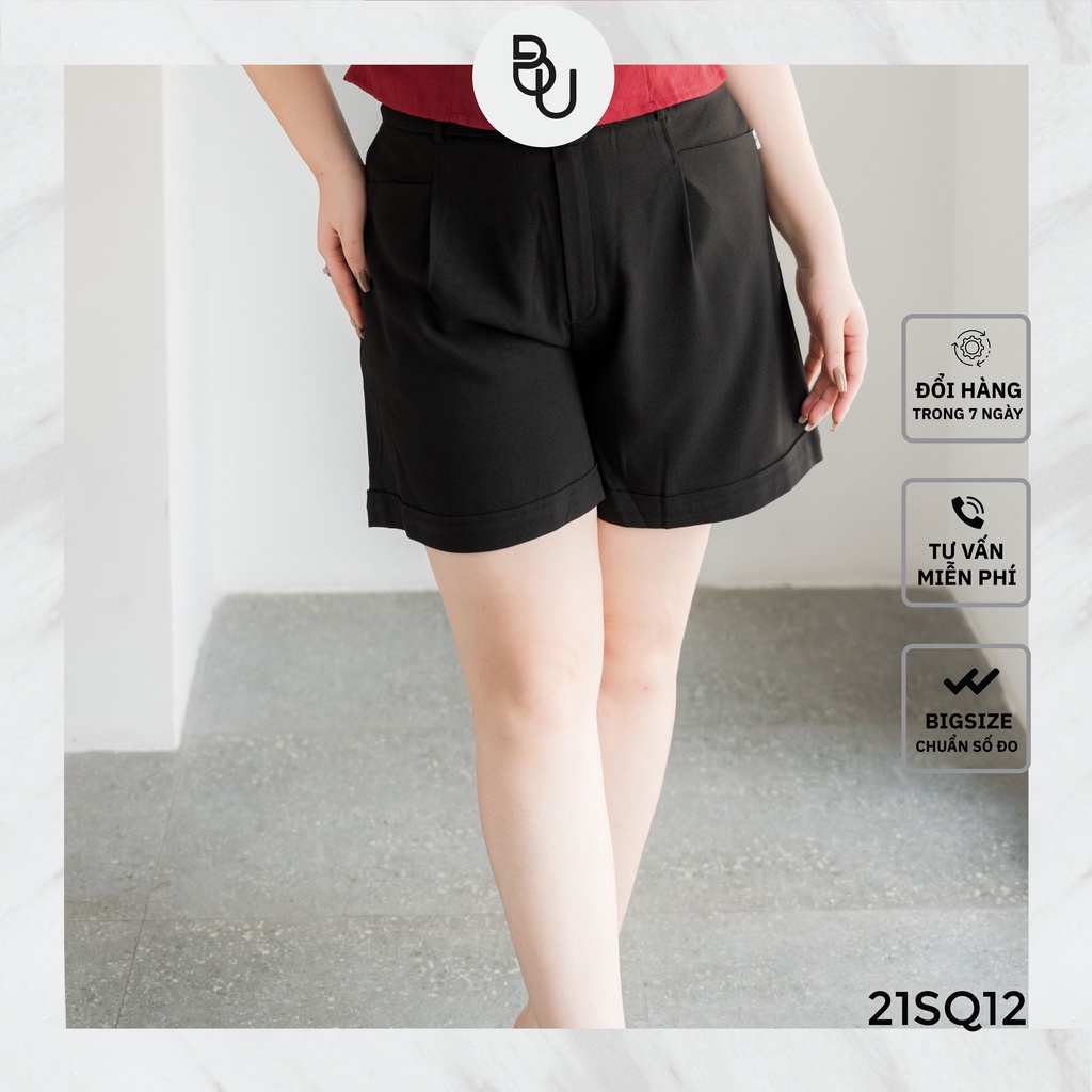 Quần sooc đai vuông BIGSIZE (55kg đến 95kg) - 21SQ12 - [BUstu Bigsize]