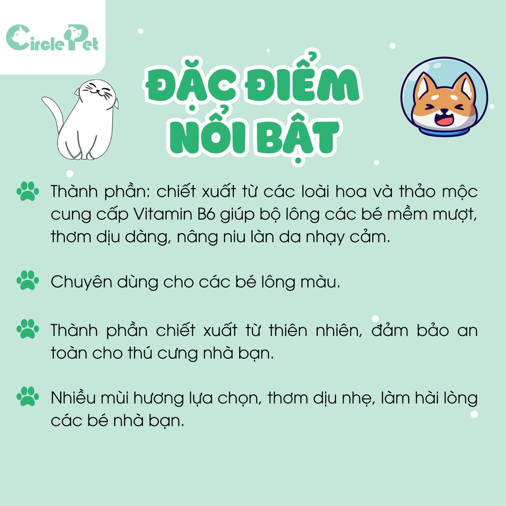 Sữa Tắm Cho Thú Cưng Yú Đa Dạng Hương Thơm Chiết Xuất Từ Thiên Nhiên - Circle Pet