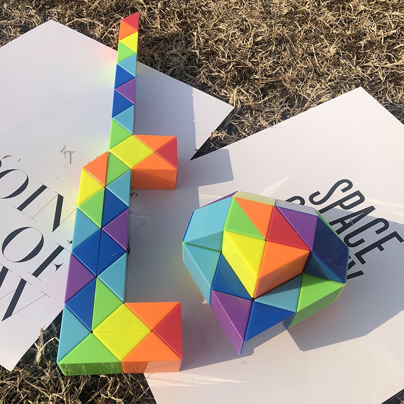 Cây thước ma thuật cầu vồng, Đồ chơi giáo dục cho trẻ em, Khối lập phương Rubik có thể biến hình, Bộ đồ chơi trẻ em có thể ghép các đoạn 24/36/48/60/72, Bộ đồ chơi biến hình dành cho trẻ em