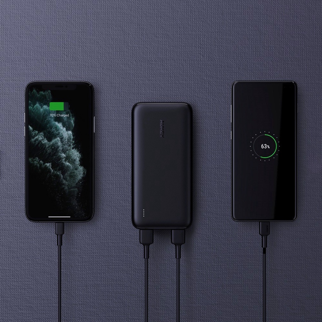 Pin Sạc Dự Phòng Aukey PB-N73 / N73S 10000mAh PD 18W 1C+1A,2 Cổng USB-C Sạc Nhanh PD 18W + USB-A QC 3.0 18W