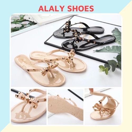 dép nữ xỏ ngón thời trang đẹp big size dính đinh tán cá tính.0