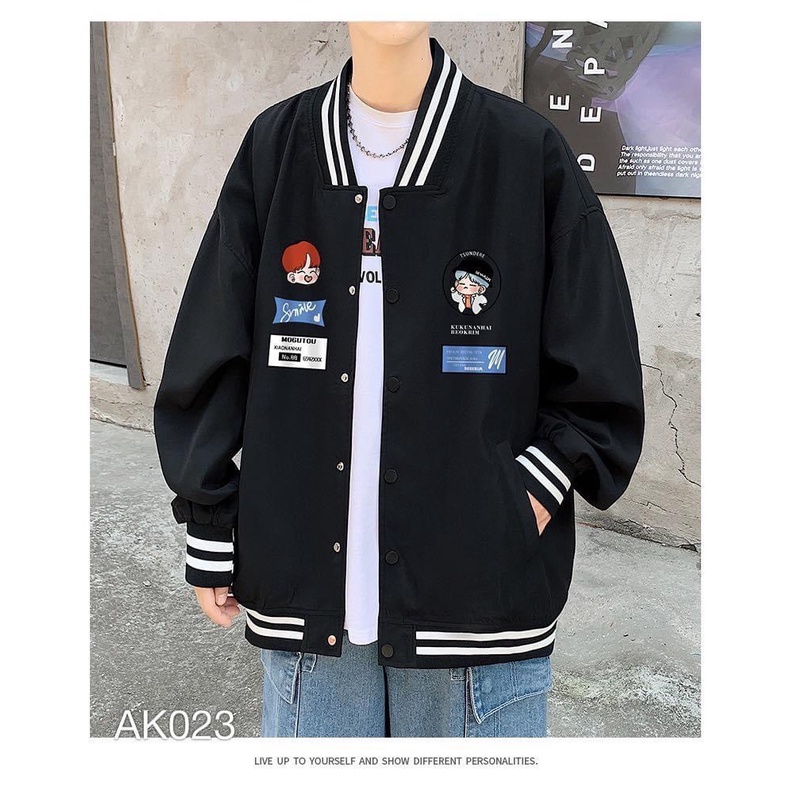 Áo Khoác Bomber unisex chất kaki 2 lớp MOGUTOU, nam nữ đều mặc được, phong cách ullzang, BB1