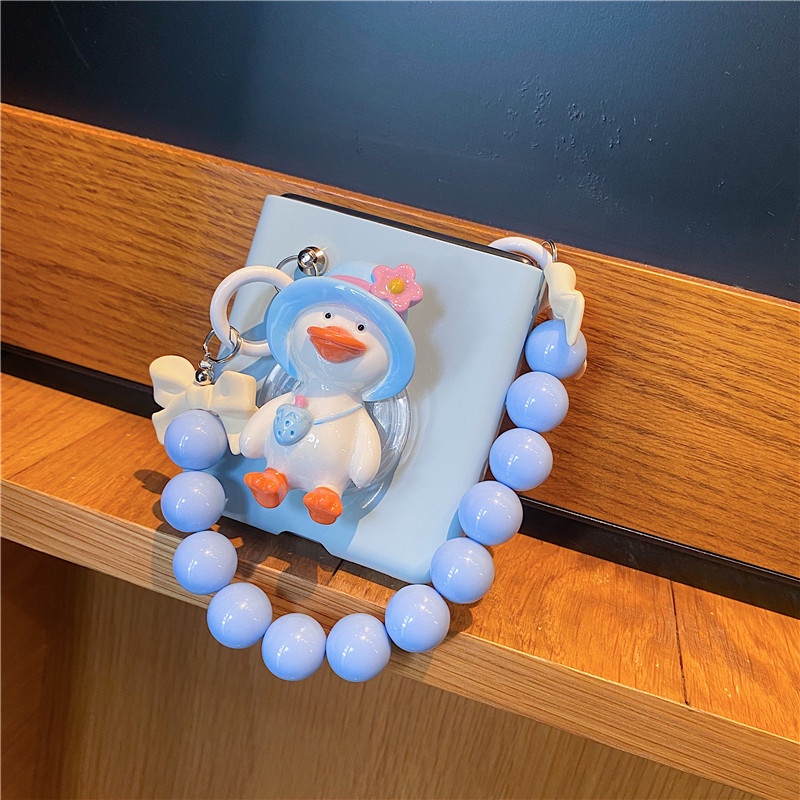 Ốp Điện Thoại Màu Xanh Dương Có Giá Đỡ Hình Chú Vịt Cho Samsung Galaxy Z Flip 3 5G Z Flip 4 Z Flip3 ZFlip3 Z Flip4 ZFlip 4