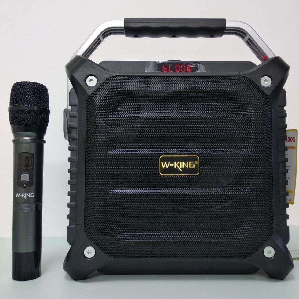 Loa Bluetooth Karaoke kèm MIC WKing T9, Loa Karaoke Mini xách tay công suất lớn kèm đèn LED âm thanh hay mạnh mẽ. BH 12T