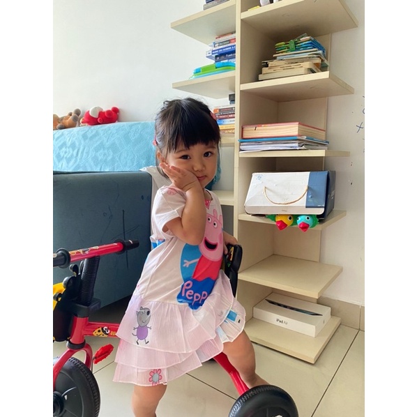 Đầm 3 tầng in 3D heo peppa thun lạnh thái bé gái 12-45kg