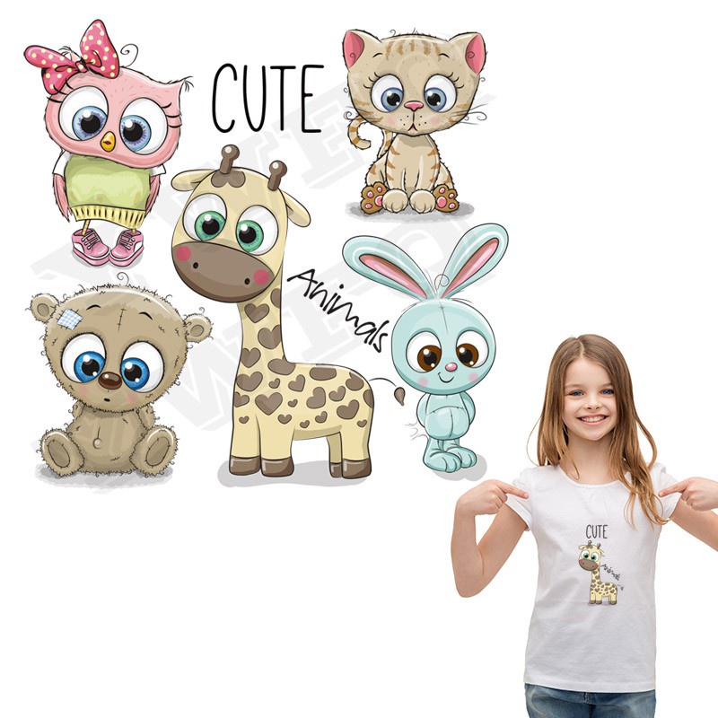 Set 5 Miếng Dán Ủi Trang Trí Quần Áo Hình Động Vật Dễ Thương