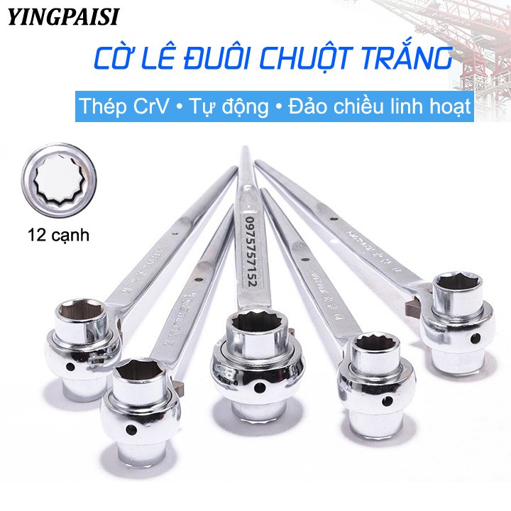 Cờ lê đuôi chuột trắng 19-22 mm, cờ lê giàn giáo tự động YINGPAISI thép CR-V, tuýp giàn giáo đa năng 2 đầu (Màu trắng)