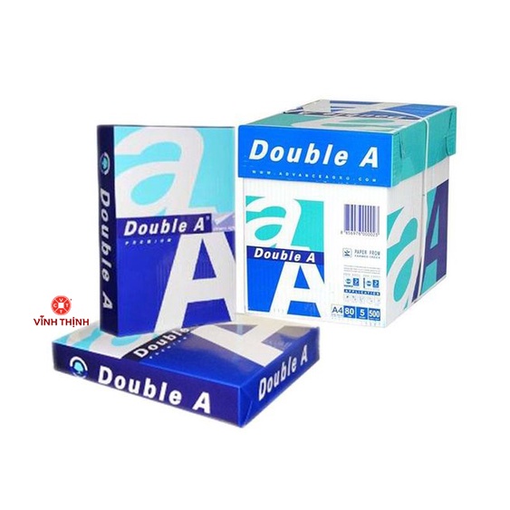 5Ream Giấy Photo A4, Giấy In, Giấy In Double A A4, Giấy photo 80, in 2 mặt, định lượng 80, Chính hãng, 1Ream đủ 500 tờ