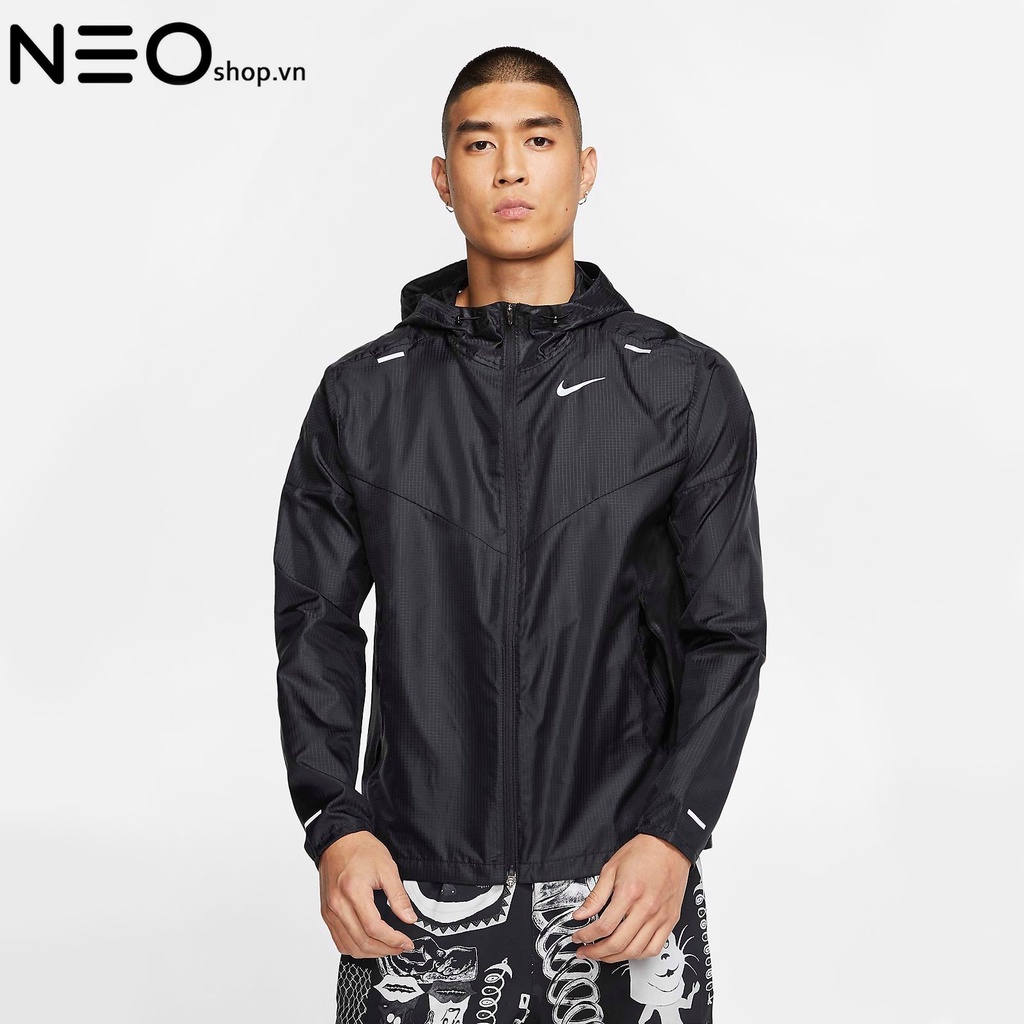 ÁO KHOÁC NAM NIKE WINDBREAKER RUNNING JACKET - ĐEN / XANH NAVY