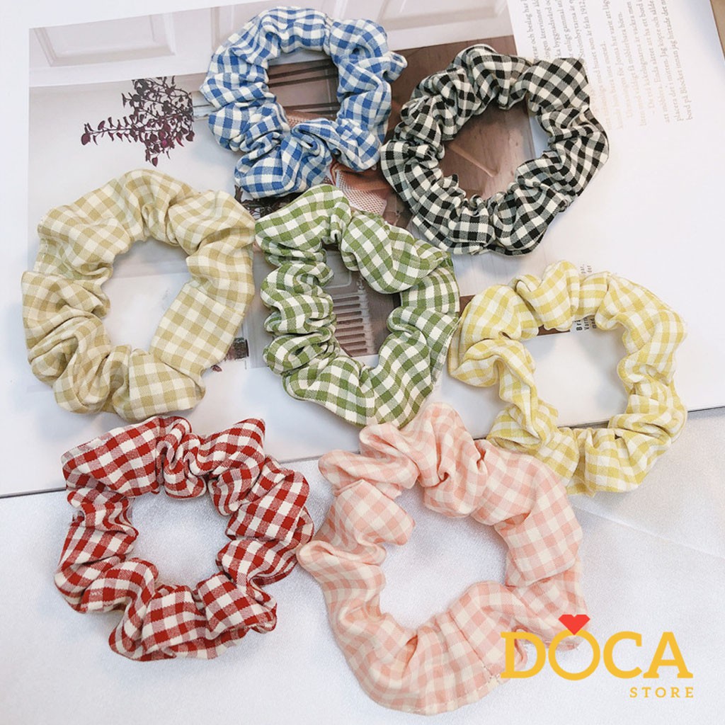 Cột tóc vải Scrunchies Caro ô nhỏ CT63