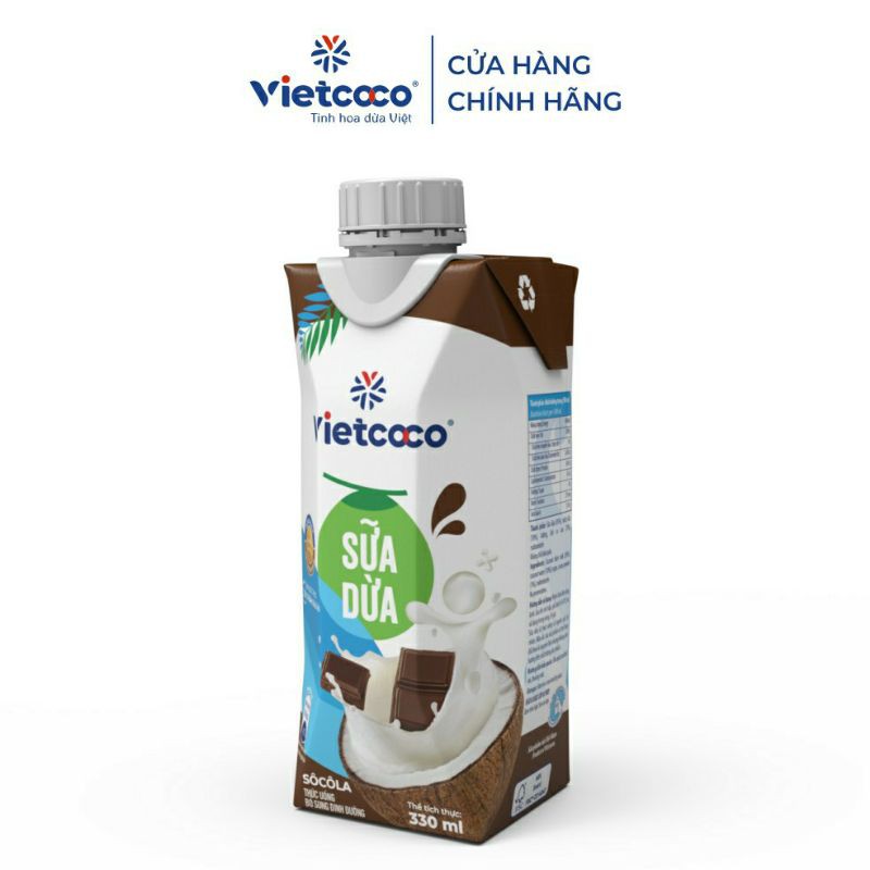 (mua 11 tặng 1)Sữa dừa nguyên chất vị socola Vietcoco hộp 330ml