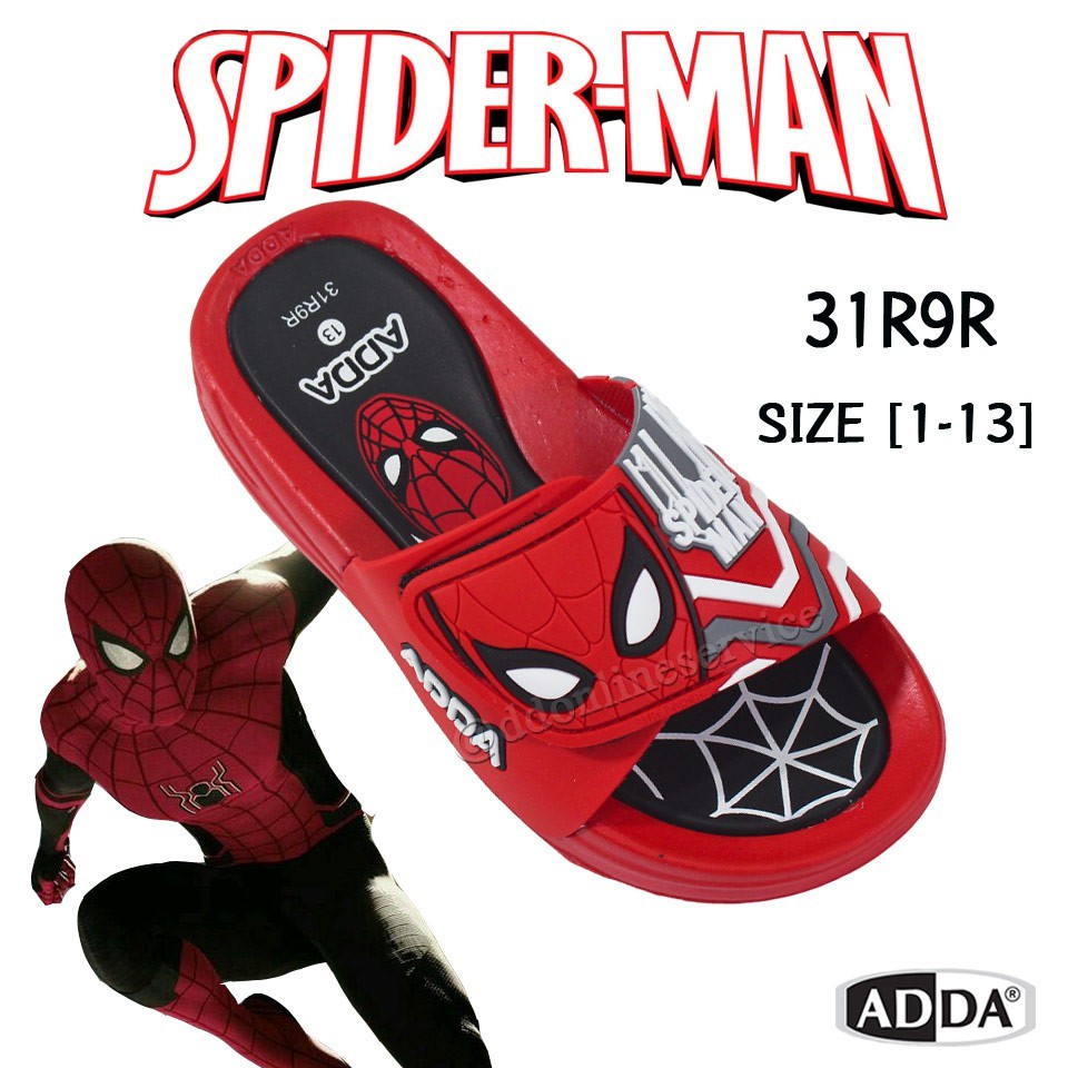 Dép lê bé trai ADDA 26-34 ❤️FREESHIP❤️ Dép lê Thái Lan Spiderman người nhện quai bản ngang có nhám dán điều chỉnh 31R9R