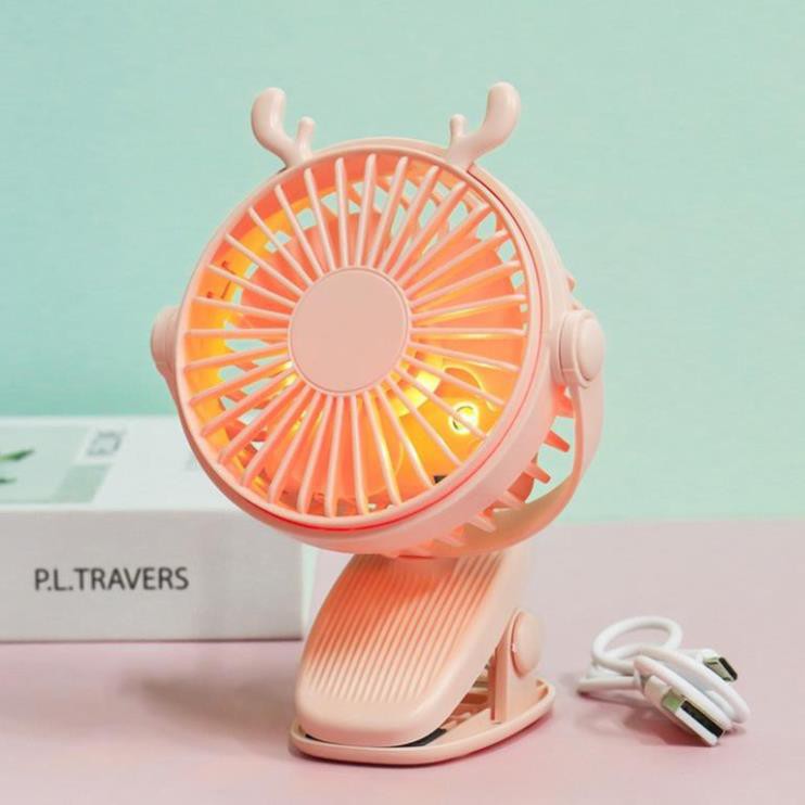 Quạt kẹp bàn 💖 Quạt mini phát sáng tai động vật ngộ nghĩnh