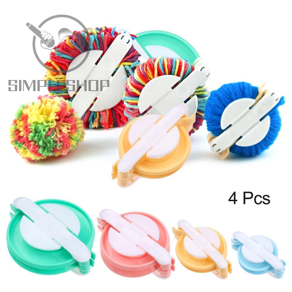 Set 4 dụng cụ làm bóng len tròn nhiều kích thước dùng gắn trang trí nón khăn choàng cổ