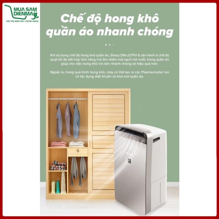 [Mã ELHA10 giảm 6% đơn 5TR] Máy hút ẩm và lọc không khí Sharp DW-J27FV-S (68m2)