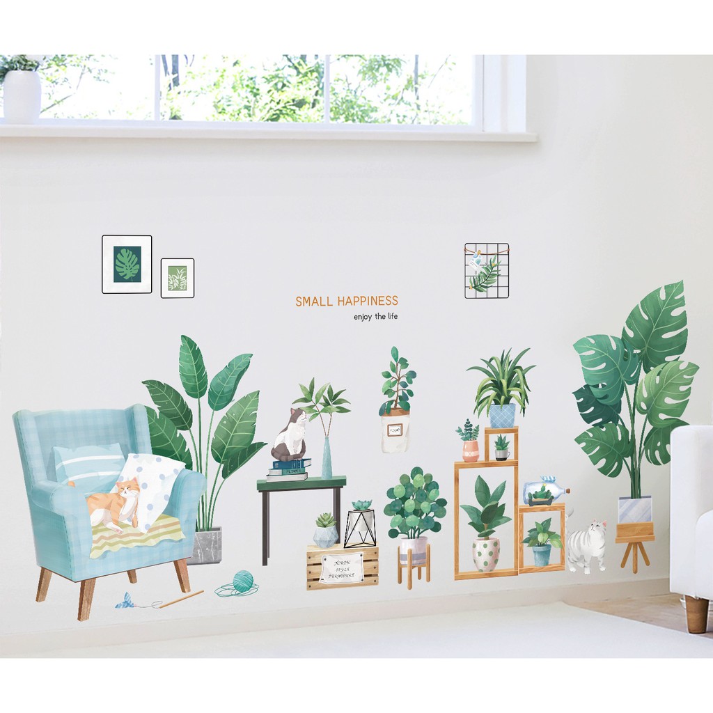 Decal dán tường Vườn cây xanh