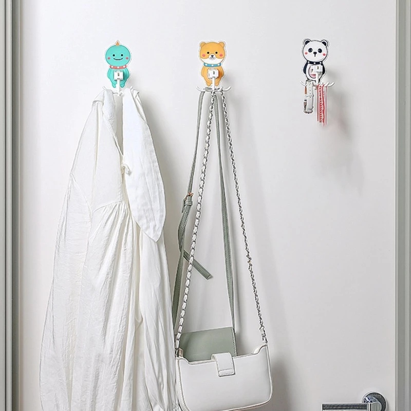 Móc Treo Đồ Dán Tường Xoay 360 Độ Không Cần Đinh Ốc Thiết Kế Hoạt Hình Dễ Thương