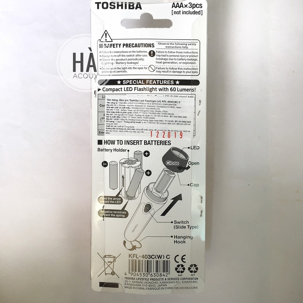 Đèn pin Led Flashlight Toshiba KFL - 403C - Chính hãng