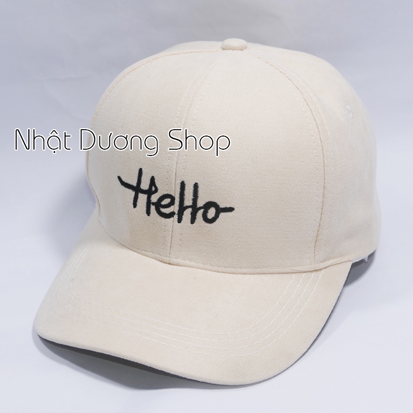 Mũ lưỡi trai ❤️ Nón kết thêu hình chữ Hello chất kaki cao cấp form unisex nam nữ