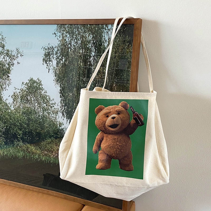 Túi Đeo Vai Vải Canvas Kích Thước Lớn Phong Cách Hàn Quốc 2021 Cho Nữ